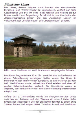 Römischer Limes (Pfahlgraben) mit Wachtürmen und Kastell